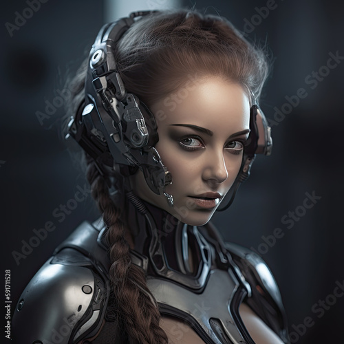 Attractive female cyborg