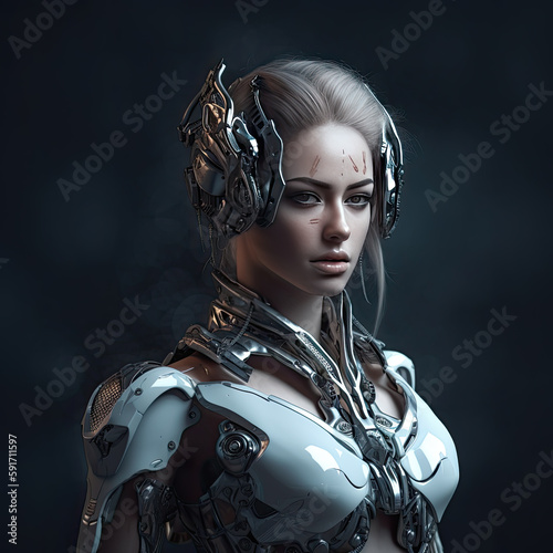 Attractive female cyborg