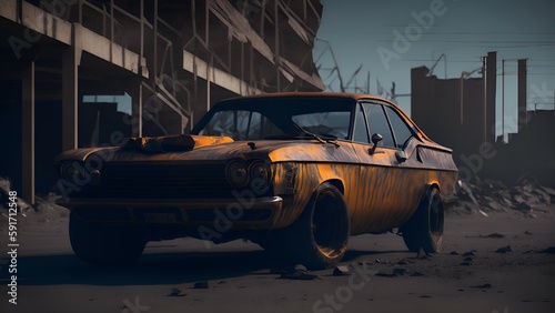 old car in the desert Generative AI