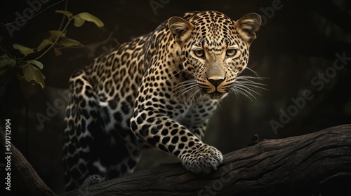 leopard on a tree. Generative AI  © Rohit