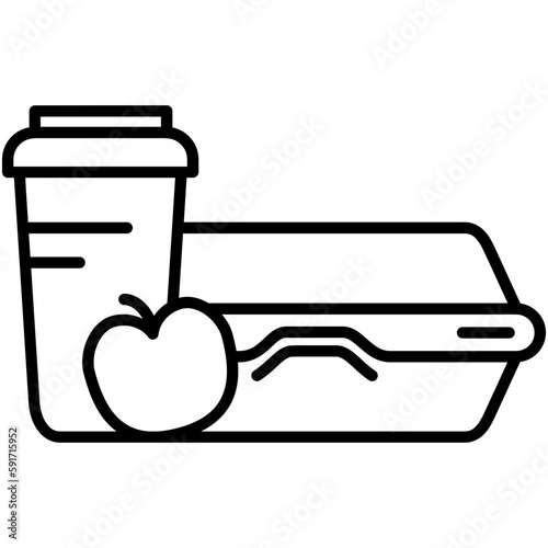 Lunch box Icon, Line Icon Style, Home food bag Symbol Vector Stock.