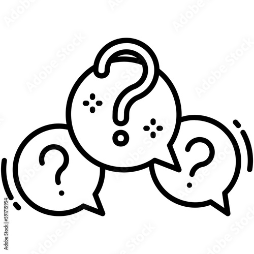 question icon, line icon style, question mark bubble symbol vector stock.