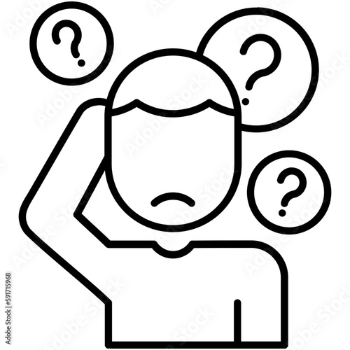 Doubt Icon, Line Icon Style, Person ask problem Symbol Vector Stock.