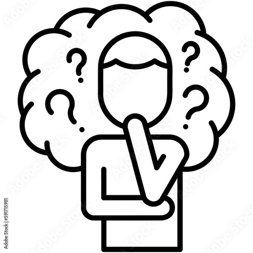 think icon, line icon style, solve problem question symbol vector stock.