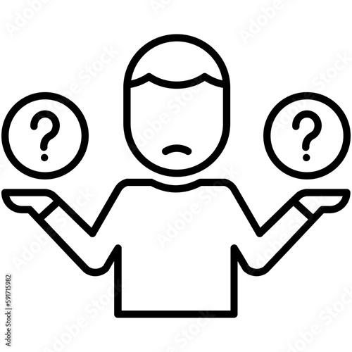 Doubt Icon, Line Icon Style, Person ask problem Symbol Vector Stock.