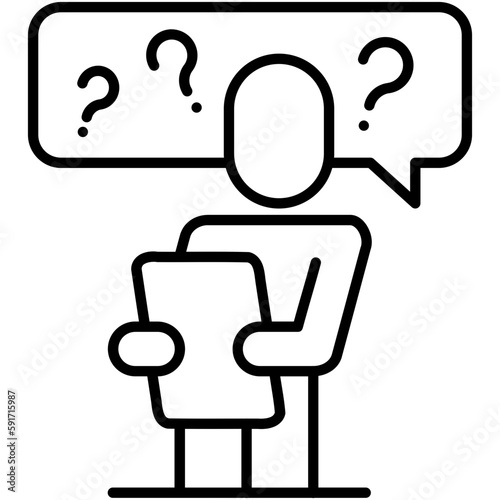 think icon, line icon style, solve problem question symbol vector stock.