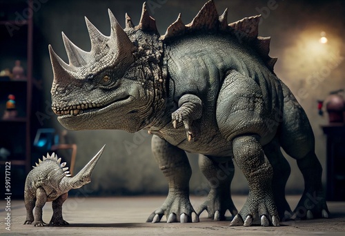 Dinosaur Size Comparison - Huge to Tiny. Generative AI