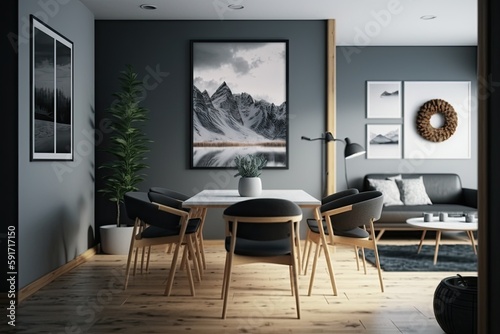 modern living room with minimalist furniture. Generative AI
