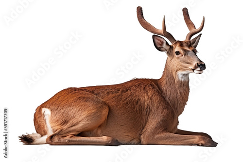 deer sitting on a transparent background  Generative Ai