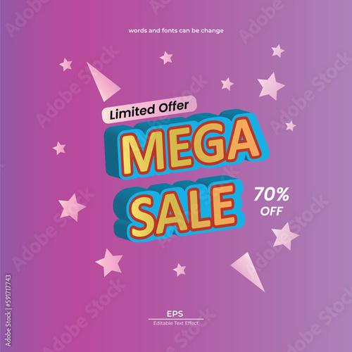 Mega Sale Editable Text Effect 3d