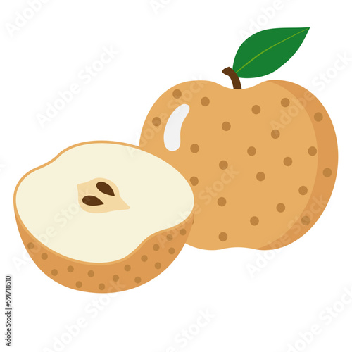 Oriental pear, a fruit rich in moisture and sweet taste Clipart, 풍부한 수분과 달콤한 맛의 과일인 동양배 클립아트