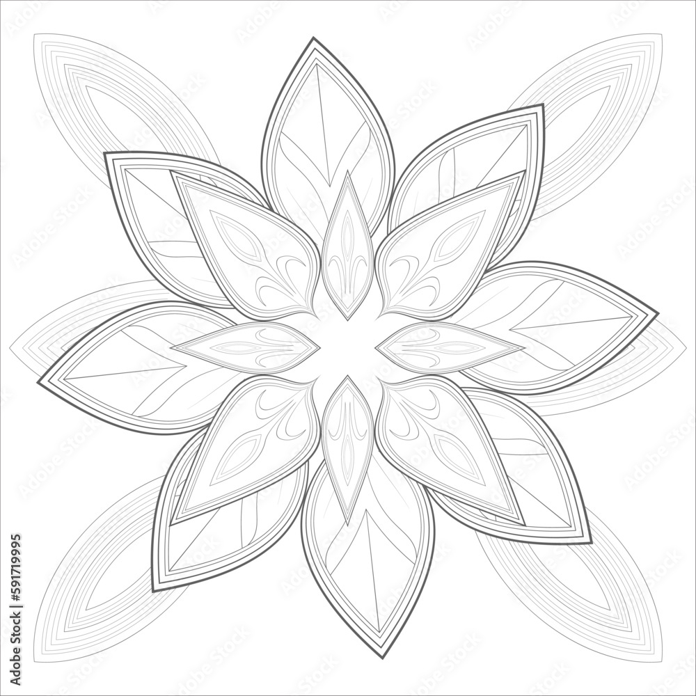 Colouring Page for Adult for Fun and Relaxation. Hand Drawn Sketch for Adult Anti Stress. Decorative Abstract Flowers in Black Isolated on White Background.-vector Colouring Page for Adult for Fun and Relaxation. Hand Drawn Sketch for Adult Anti Stress. Decorative Abstract Flowers in Black Isolated on White Background.-vector