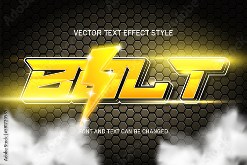 bolt lightning yellow flash game style typography editable text effect gaming template background design