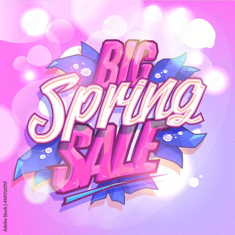 Obraz premium Big spring sale vector lettering banner template