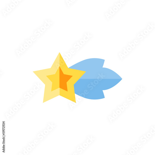 Print op canvas Black and white star icon with a different flat star style, vector illustration
