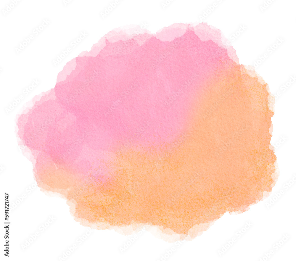 Abstract pink orange watercolor hand-painted background. Artistic illustration for decorative design card, banner, poster, cover,  brochure, wall art.