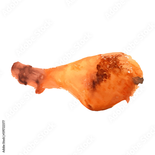 chicken fried with style hand drawn digital painting illustration