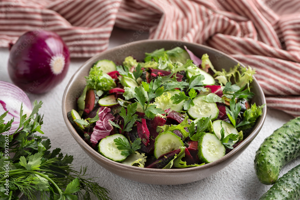 Cucumber and beetroot salad in a bowl Cucumber and beetroot salad in a bowl