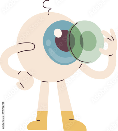 Eyeball Character With Contact Lens