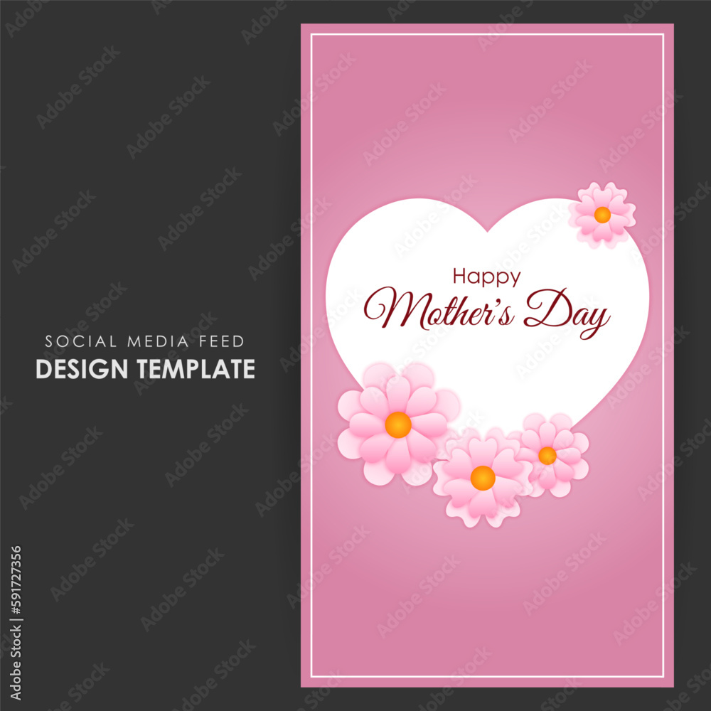 Vector illustration of HappyMother's Day social media story feed mockup template