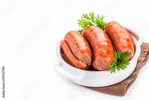 boiled sausages on a plate
