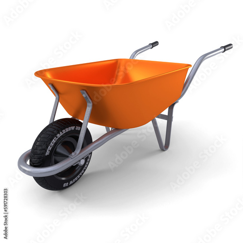 Fotobehang orange wheelbarrow