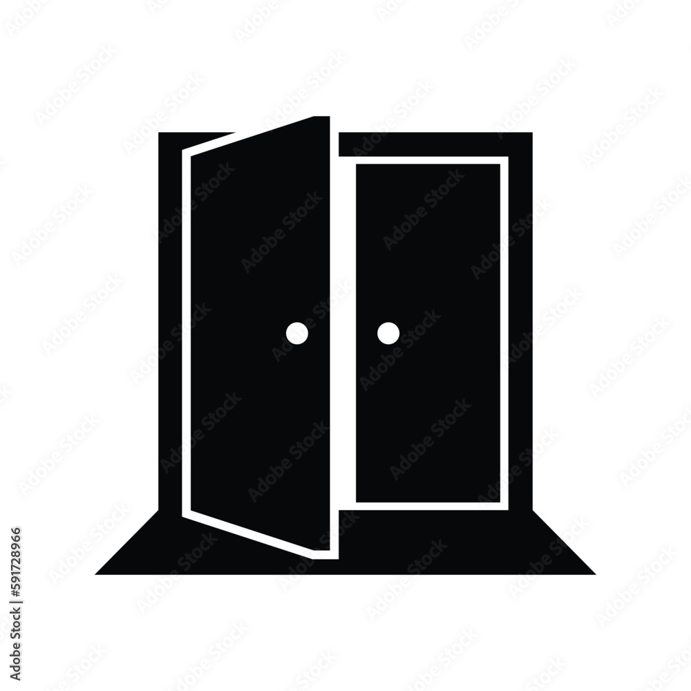 Open double door icon design. Exit doorway vector icon. isolated on white background Open double door icon design. Exit doorway vector icon. isolated on white background