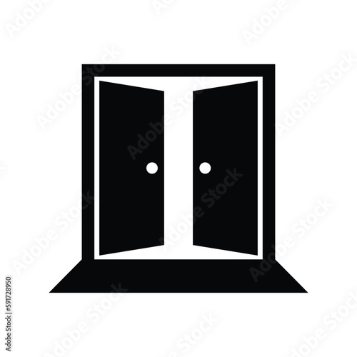 Open double door icon design. Exit doorway vector icon. isolated on white background