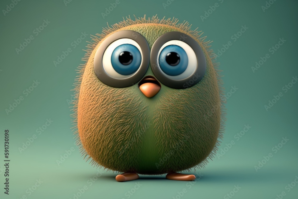 Happy smiling cartoon green kiwi face character, funny cute fruit sticker color personage icon isolated on brown background, healthy organic vegan diet food. AI generative Happy smiling cartoon green kiwi face character, funny cute fruit sticker color personage icon isolated on brown background, healthy organic vegan diet food. AI generative