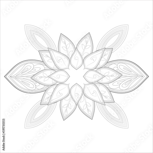 Coloring Books. Hand drawn flowers in zentangle style for t-shirt design or tattoo and coloring book