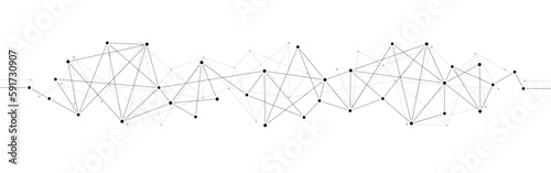 Polygonal network connect data lines and dots technology background template.	