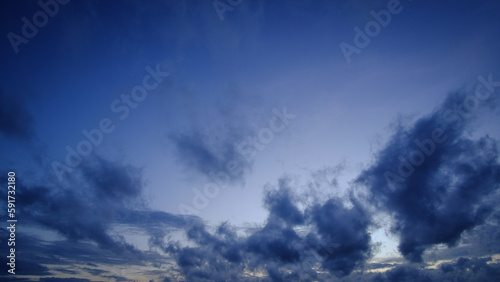 sunset with dark cloud on blue sky