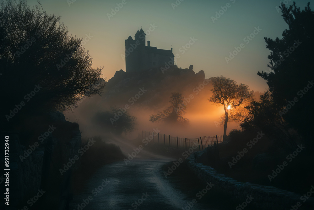 Obraz premium castle at sunset