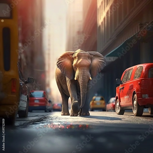 Elephant on the street