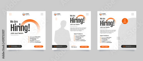 We Are Hiring Job Vacancy Social Media Post Feed Design Poster or Web Banner Square Template
