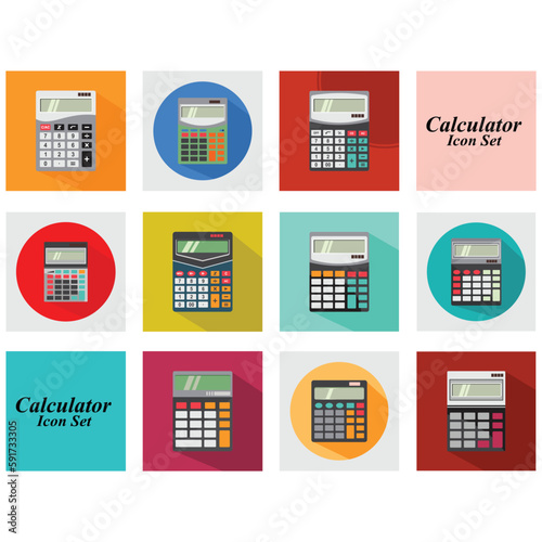 Trendy color calculator icon set illustration vector