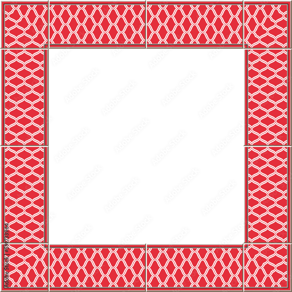 Antique tile frame red curve wave cross line Antique tile frame red curve wave cross line