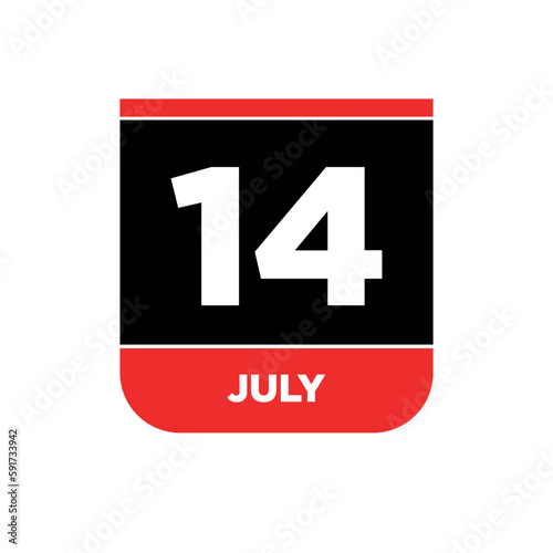 Free Download 14th july day icon. day 14 of july calendar. - GFXLoad