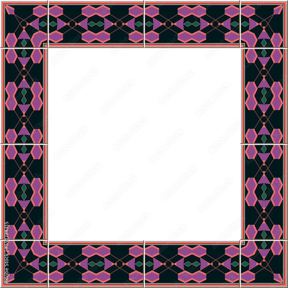 Antique tile frame polygon geometry check cross line