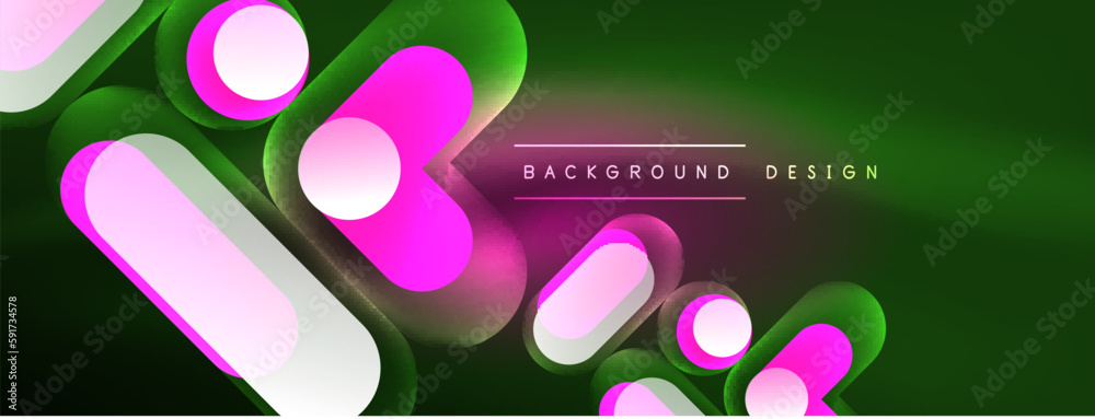 Naklejka premium Neon circle abstract background. Template for wallpaper, banner, presentation, background