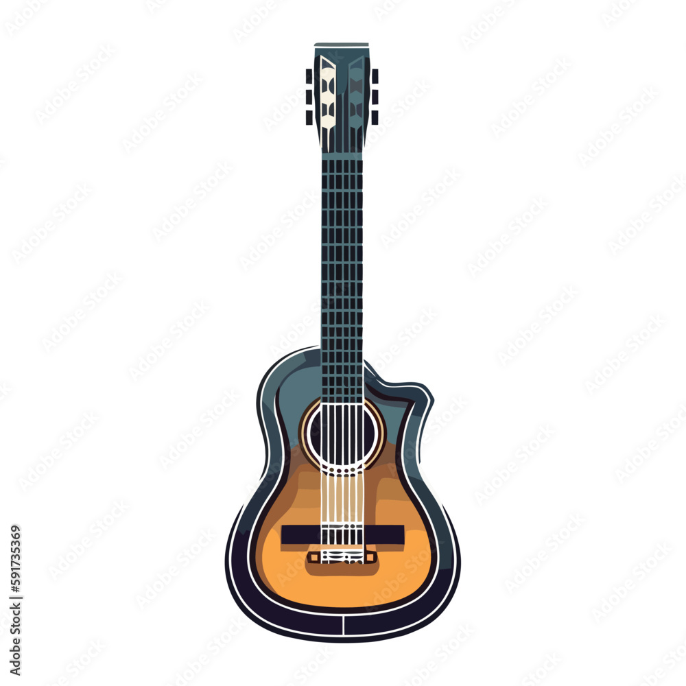Obraz premium Guitarist playing acoustic guitar, musical note wallpaper background