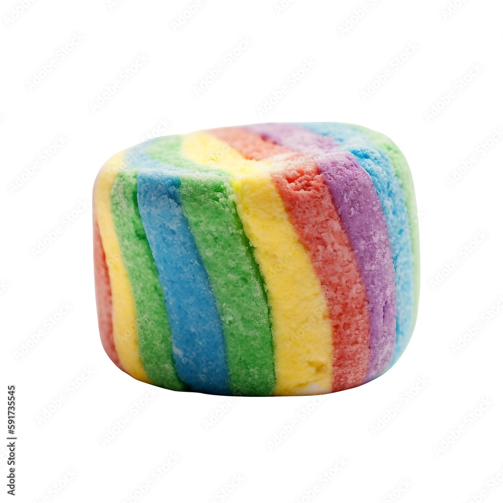 rainbow marshmallow isolated on transparent background Stock