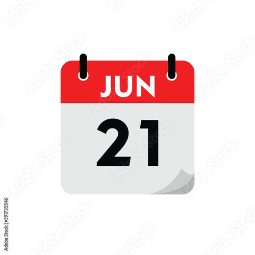 calendar with a date, 21 june icon with yellow background