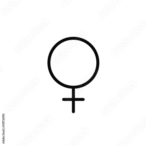 Female gender or sex symbol. Circle with cross. Pixel perfect, editable stroke icon