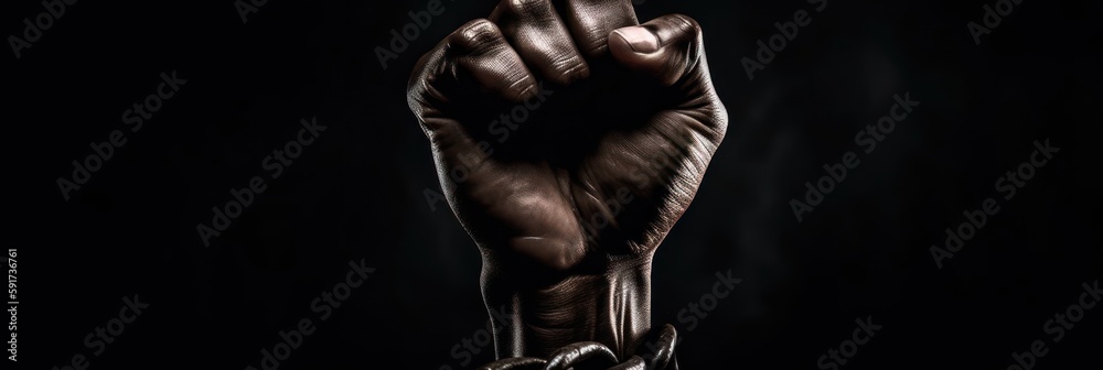 Raised fists in juneteenth and african liberation day celebration, generative AI Raised fists in juneteenth and african liberation day celebration, generative AI