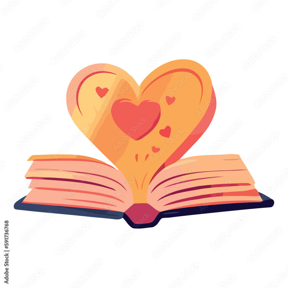 Love of reading symbolized in heart shape Love of reading symbolized in heart shape