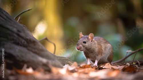 Cute Brown Rat in its Habitat