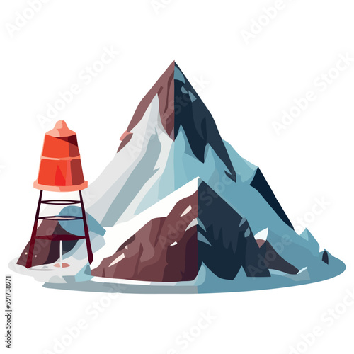 Mountain peak silhouette symbolizes winter adventure outdoors