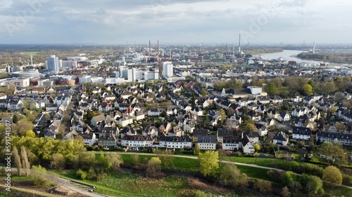 Leverkusen von oben mit Wasserturm