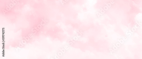 Pink sky background with white clouds. Pink sky background with soft delicate white clouds. Copy space.
